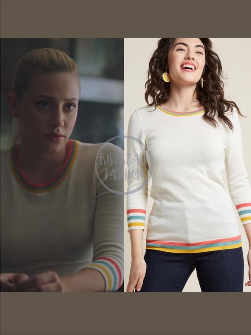 Modcloth “Future Looks Vim” Knit Sweater in Ivory Multi, Like New! ASO Riverdale